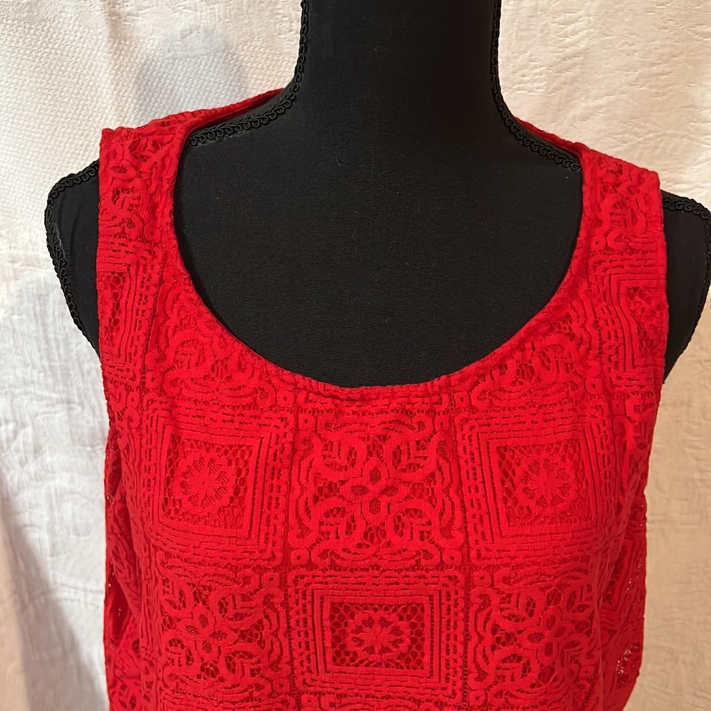 4/$30.     Rafaella Red Fully Lined Tassel‎ Shell, size large - Picture 2 of 14